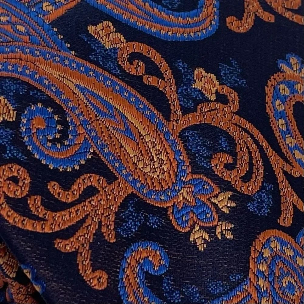 Your Ties Navy Orange Paisley Silk Necktie NWT Office Career
